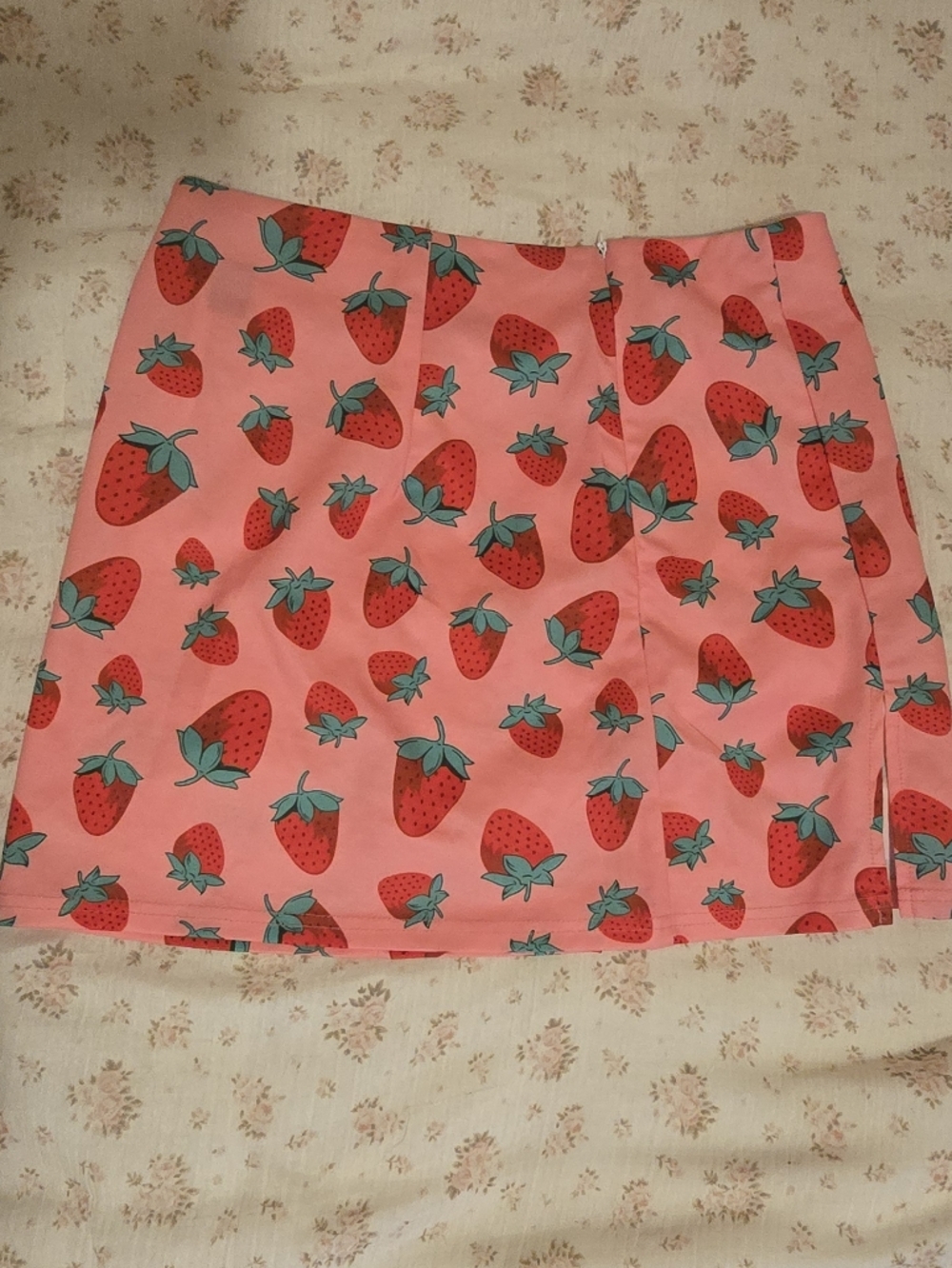 SHEIN Pink Strawberry Print Mini Skirt